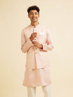 Manyavar - Pink Printed Regular Nehru Jacket