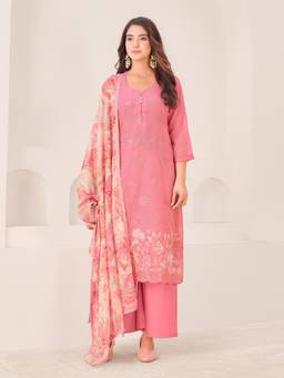 IOLY - Women Pink Embroidery Kota Kurta With Pant And Dupatta