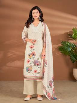 IOLY - Women Kota Digital Print Cream Kurta With Pant And Dupatta