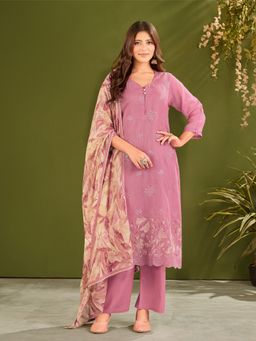 IOLY - Women Purple Kurta With Pant And Dupatta Embroidery