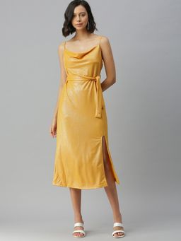 SHOWOFF - Women Solid Yellow Sheath Dress