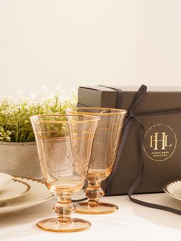 Pure Home + Living - Gold Floral Etching Wine Glasses