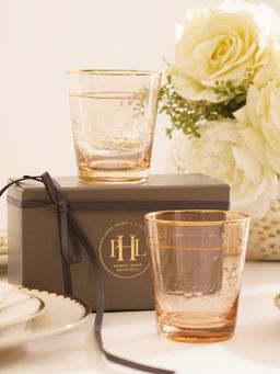 Pure Home + Living - Gold Floral Etching Drinking Glasses