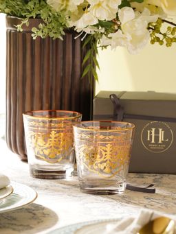 Pure Home + Living - Clear and Gold Drinking Glasses