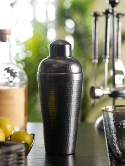 Pure Home + Living - Grey Matt Finish Hammered Metal Cocktail Shaker