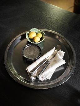 Pure Home + Living - Grey Matt Finish Hammered Metal Tray