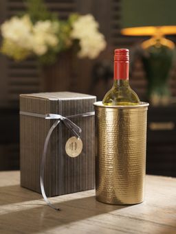 Pure Home + Living - Gold Matt Finish Hammered Metal Wine Chiller