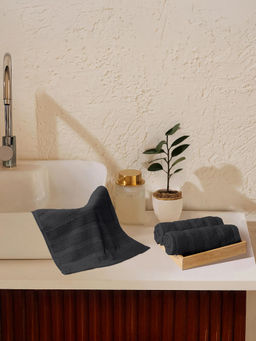 MYTRIDENT - Quick Dry Wash Towels Black (Pack of 3) (S)