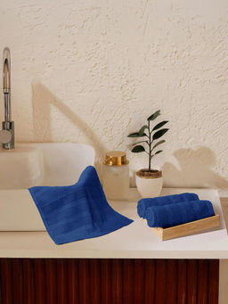 MYTRIDENT - Quick Dry Wash Towels Navy Blue (Pack of 3) (S)