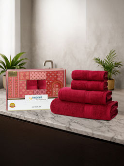 MYTRIDENT - Celebration Towel Set Lovely Red (Set of 4) (L)
