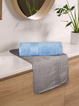 MYTRIDENT - Soft Comfort Air Rich Bath Towels Charcoal and Allure (Pack of 2) (L)