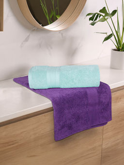 MYTRIDENT - Soft Comfort Air Rich Bath Towels Nile Blue and Plum (Pack of 2) (L)