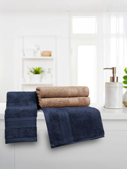 MYTRIDENT - Soft Comfort Air Rich Hand Towels Acorn and Navy (Pack of 4) (M)