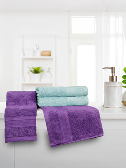 MYTRIDENT - Soft Comfort Air Rich Hand Towels Nile Blue and Plum (Pack of 4) (M)