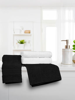 MYTRIDENT - Soft Comfort Air Rich Hand Towels Black and White (Pack of 4) (M)