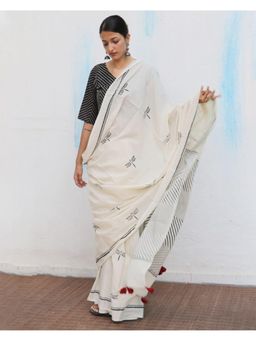 Chidiyaa - Fmtm Jujube Hand Blockprinted Cotton Saree