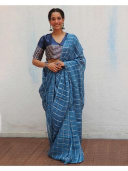 Chidiyaa - Jheel Meen Handwoven Linen Zari Saree without Blouse