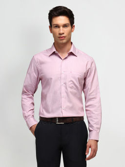 Arrow - Stripes Pink Full Sleeves Collar Neck Shirt