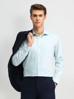 Arrow - Textured Green Full Sleeves Regular Fit Collar Neck Shirt