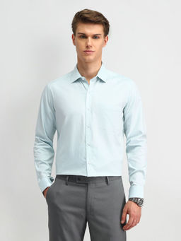 Arrow - Textured Green Full Sleeves Slim Fit Collar Neck Shirt