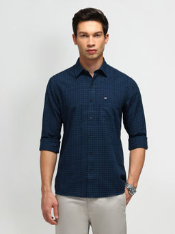 Arrow Sports - Checks Blue Full Sleeves Collar Neck Shirt