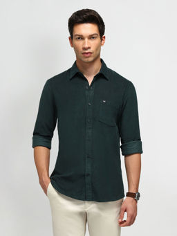 Arrow Sports - Solid Green Full Sleeves Collar Neck Shirt