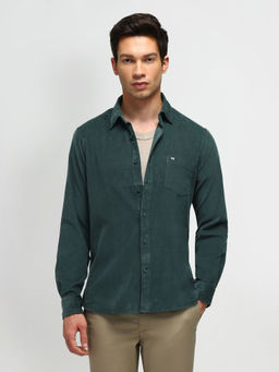 Arrow Sports - Solid Green Full Sleeves Collar Neck Shirt