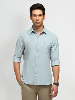 Arrow Sports - Solid Blue Full Sleeves Collar Neck Shirt