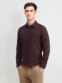 U.S. Polo Assn. Denim Co. - Solid Wine Full Sleeves Collar Neck Shirt