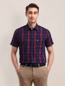 U.S. POLO ASSN. - Checks Blue Half Sleeves Collar Neck Shirt