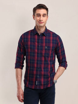 U.S. POLO ASSN. - Checks Blue Full Sleeves Collar Neck Shirt