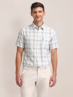 U.S. POLO ASSN. - Checks White Half Sleeves Collar Neck Shirt