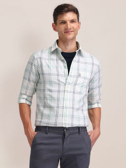 U.S. POLO ASSN. - Checks White Full Sleeves Collar Neck Shirt