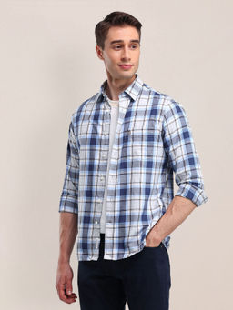 U.S. POLO ASSN. - Checks Blue Full Sleeves Collar Neck Shirt