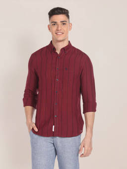 U.S. POLO ASSN. - Stripes Red Full Sleeves Collar Neck Shirt