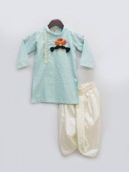 Fayon Kids - Blue Kurta And Off White Dhoti