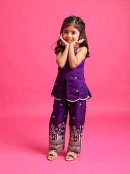 Tiny Kingdom - Girls Purple Coloured Top With Pant & Dupatta