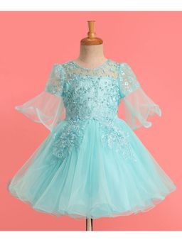 Mark & Mia - Bell Sleeves Party Floral Embroidery and Sequin Dress