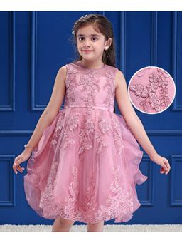 Mark & Mia - Sleeveless Party Floral Embroidery and Ruffle Dress - Pink