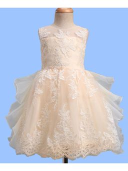 Mark & Mia - Sleeveless Party Floral Embroidery and Ruffle Dress - Cream