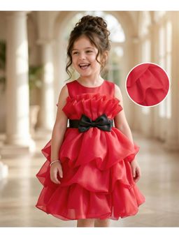 Mark & Mia - Sleeveless Solid Party Dress With Bow Applique - Red