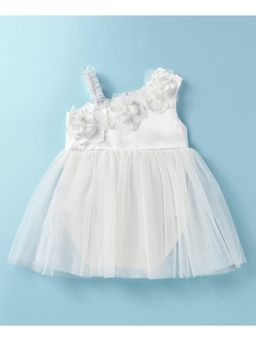 Mark & Mia - Sleeveless Party Frock Style With Floral Applique - White