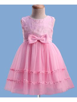 Mark & Mia - Sleeveless Party Dress Bow Applique - Pink