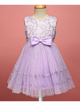 Mark & Mia - Sleeveless Party Dress with Floral and Bow Applique - Purple