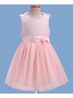 Mark & Mia - Sleeveless Party Dress with Mesh and Bow Applique - Pink