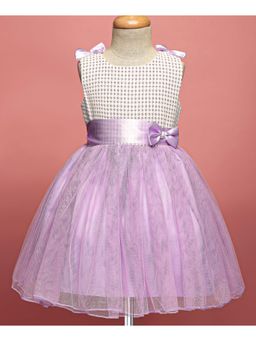 Mark & Mia - Sleeveless Party Dress with Mesh and Bow Applique - Purple