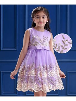 Mark & Mia - Sleeveless Party Dress with Floral Applique and Sequin - Lilac