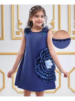 Mark & Mia - Sleeveless Short length Party Dress With Floral Corsage - Navy Blue