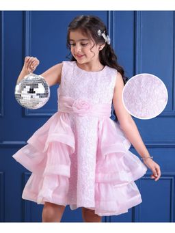 Mark & Mia - Sleeveless Party Dress with Floral Applique and Embroidery - Pink