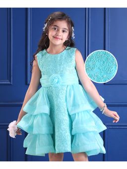 Mark & Mia - Sleeveless Party Dress with Floral Applique and Embroidery - Sea Green